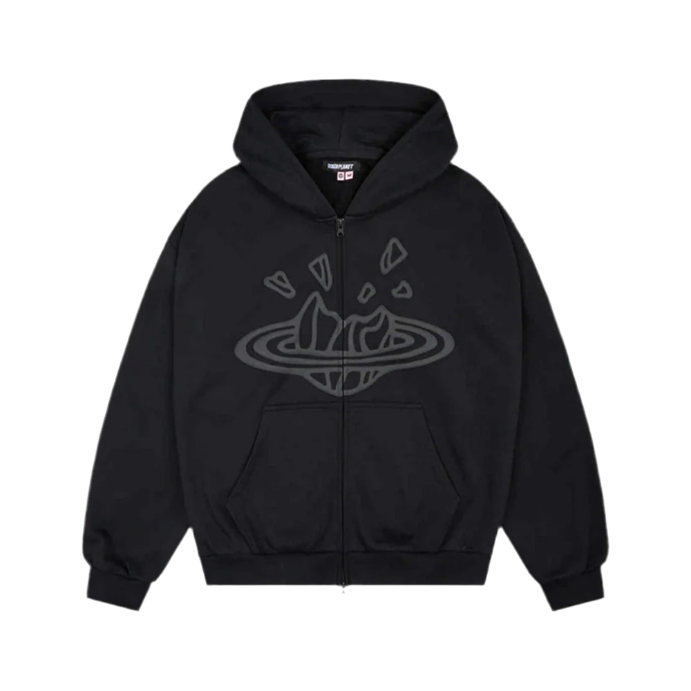 BROKEN PLANET ZIP UP HOODIE MIDNIGHT BLACK