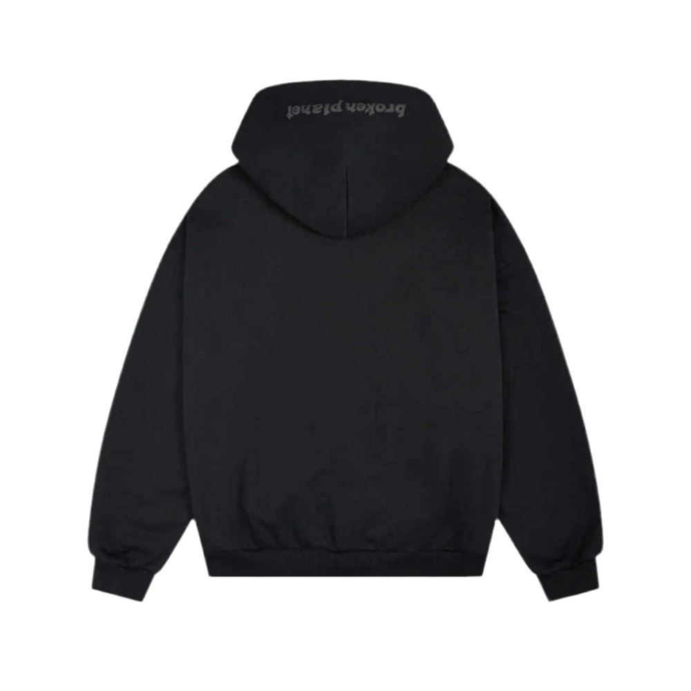 BROKEN PLANET ZIP UP HOODIE MIDNIGHT BLACK
