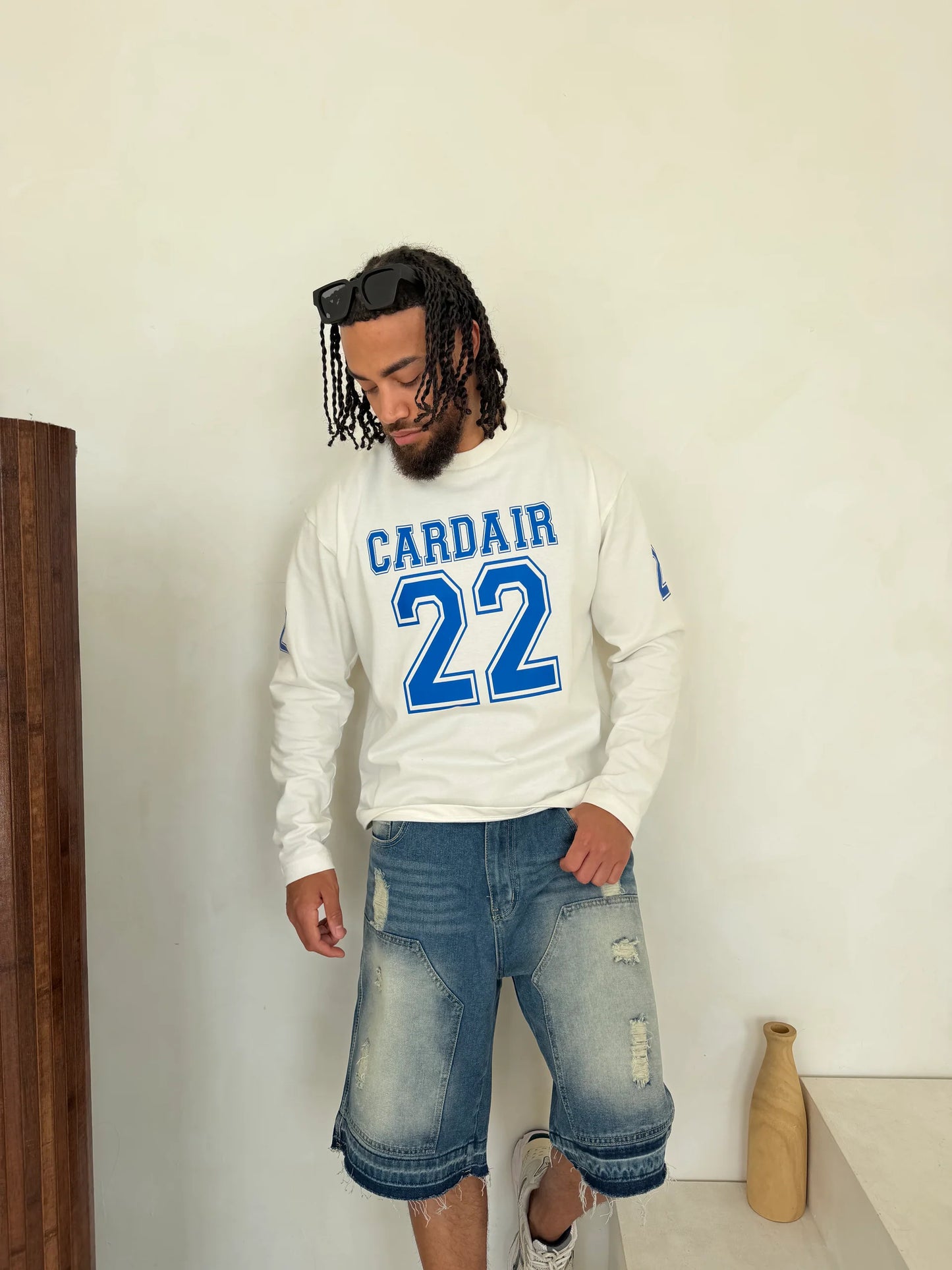 Cardair Varsity Long Sleeve White Blue