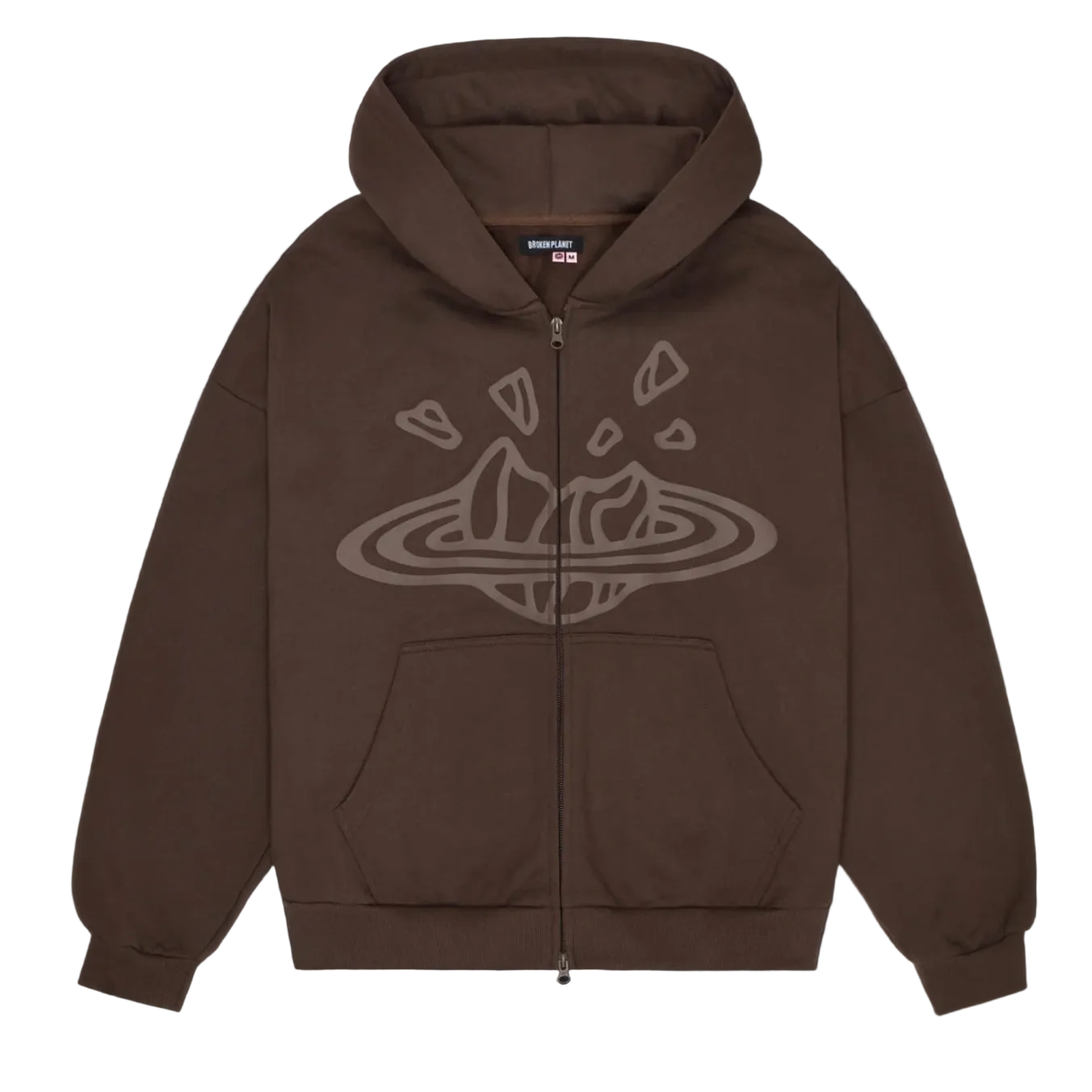 BROKEN PLANET ZIP UP HOODIE BROWN