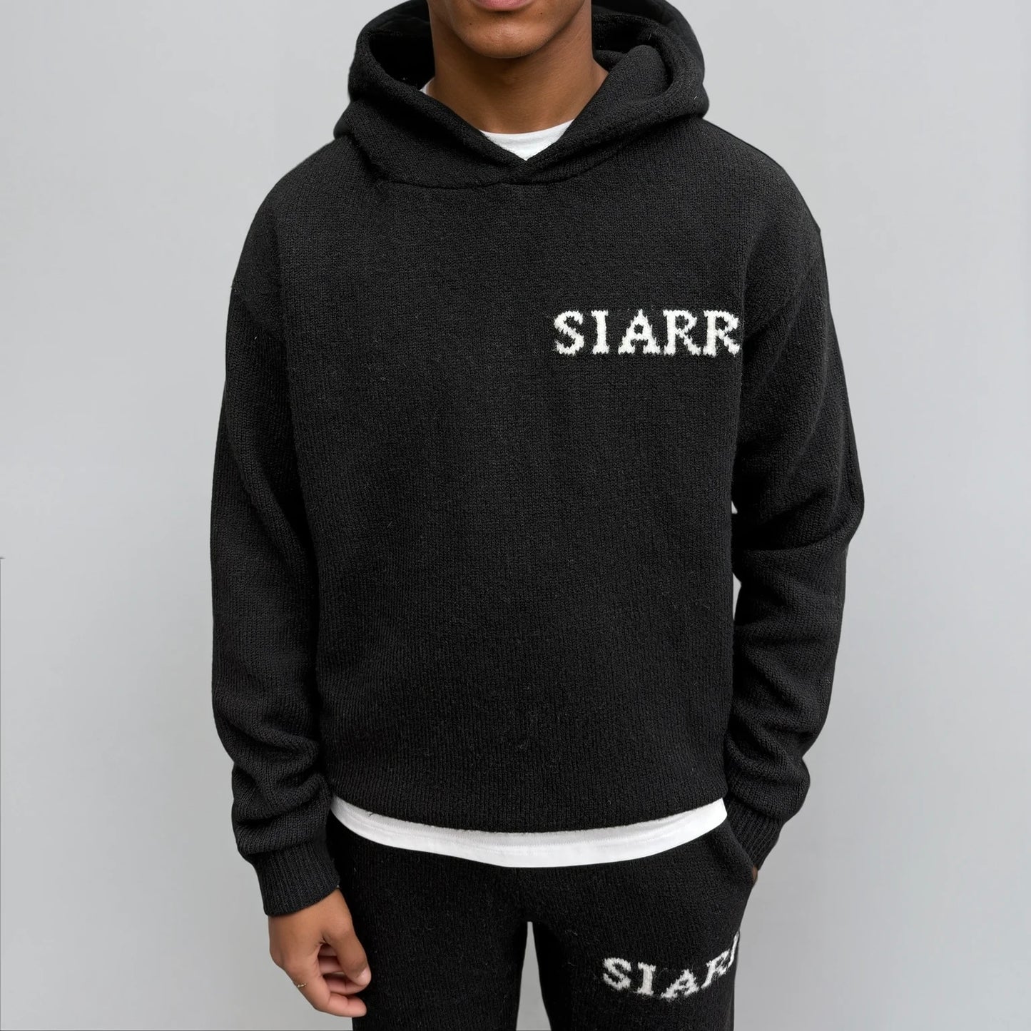Siarr Knit Hoodie Black
