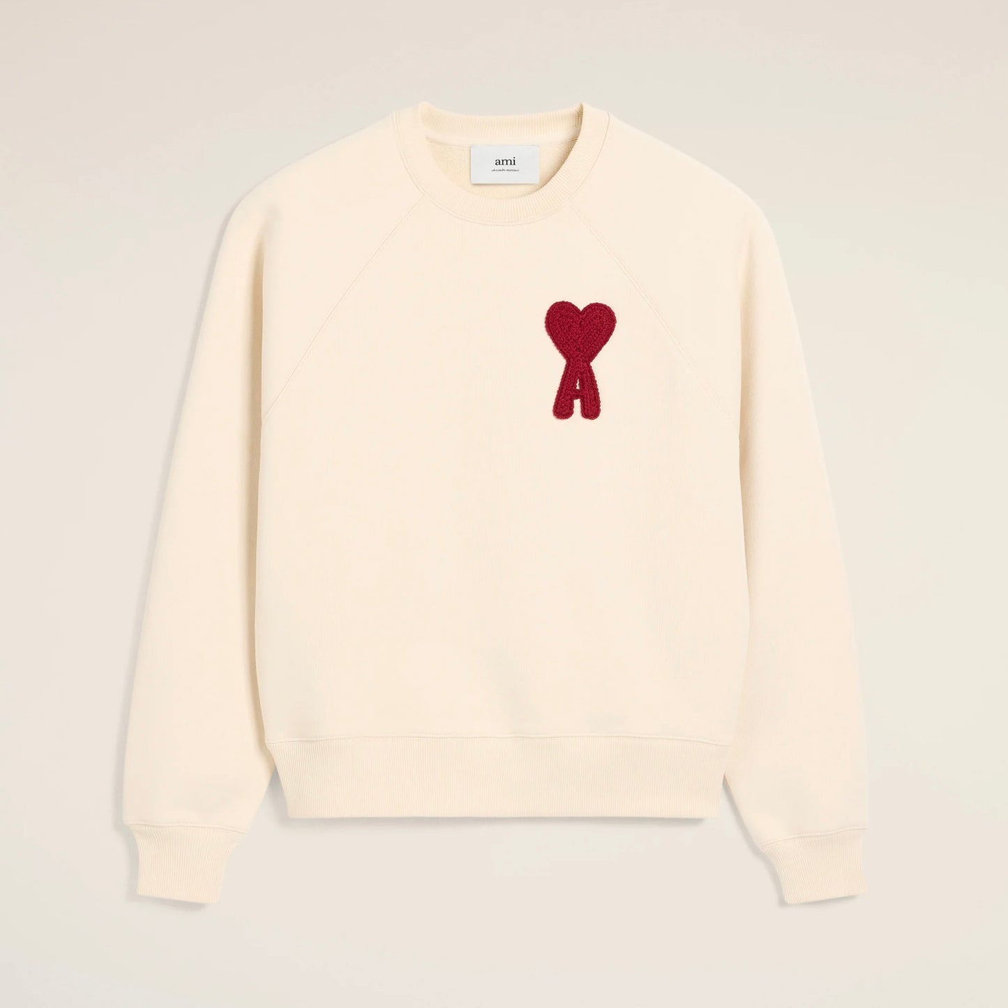 AMI Paris Patch Sweatshirt Cream Red