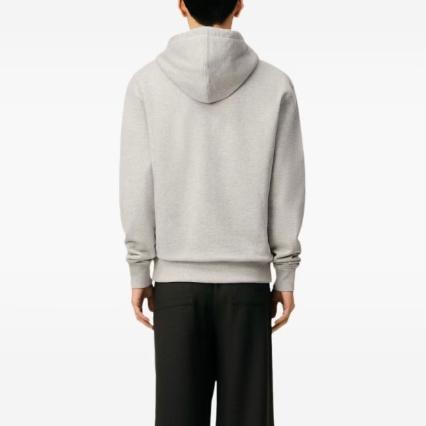 AMI Paris Embroidered Zip Up Hoodie Grey