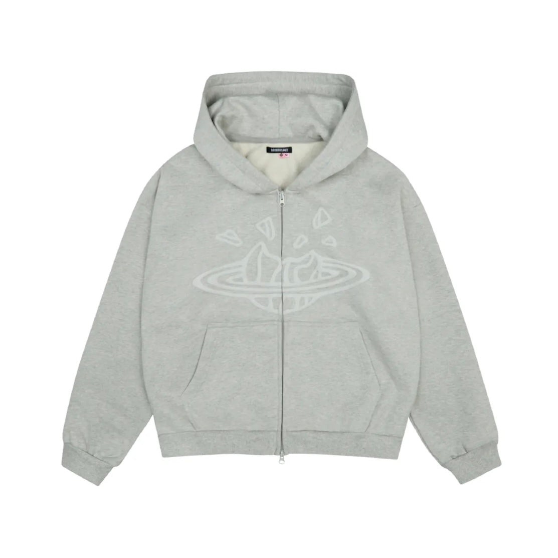 BROKEN PLANET ZIP UP HOODIE HEATHER GREY