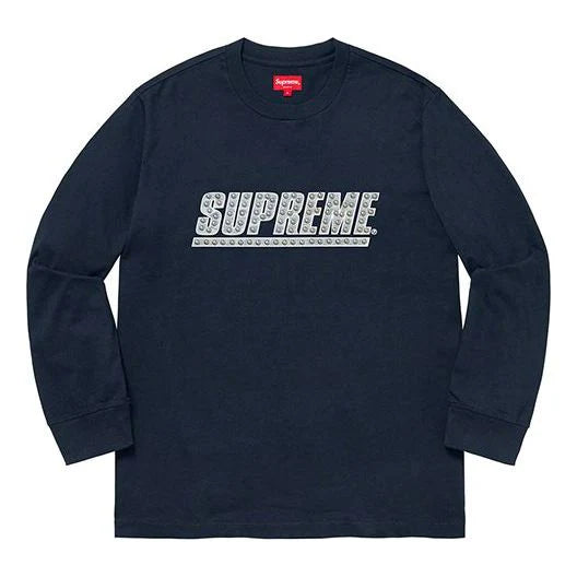 SUPREME STUDDED LONG SLEEVE TEE NAVY (SS20)