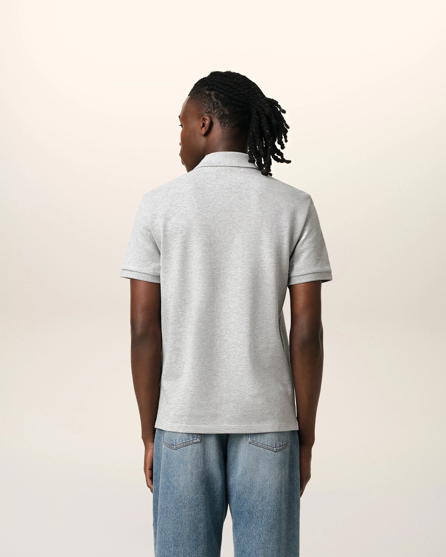 AMI Paris Embroidered Polo Shirt Grey