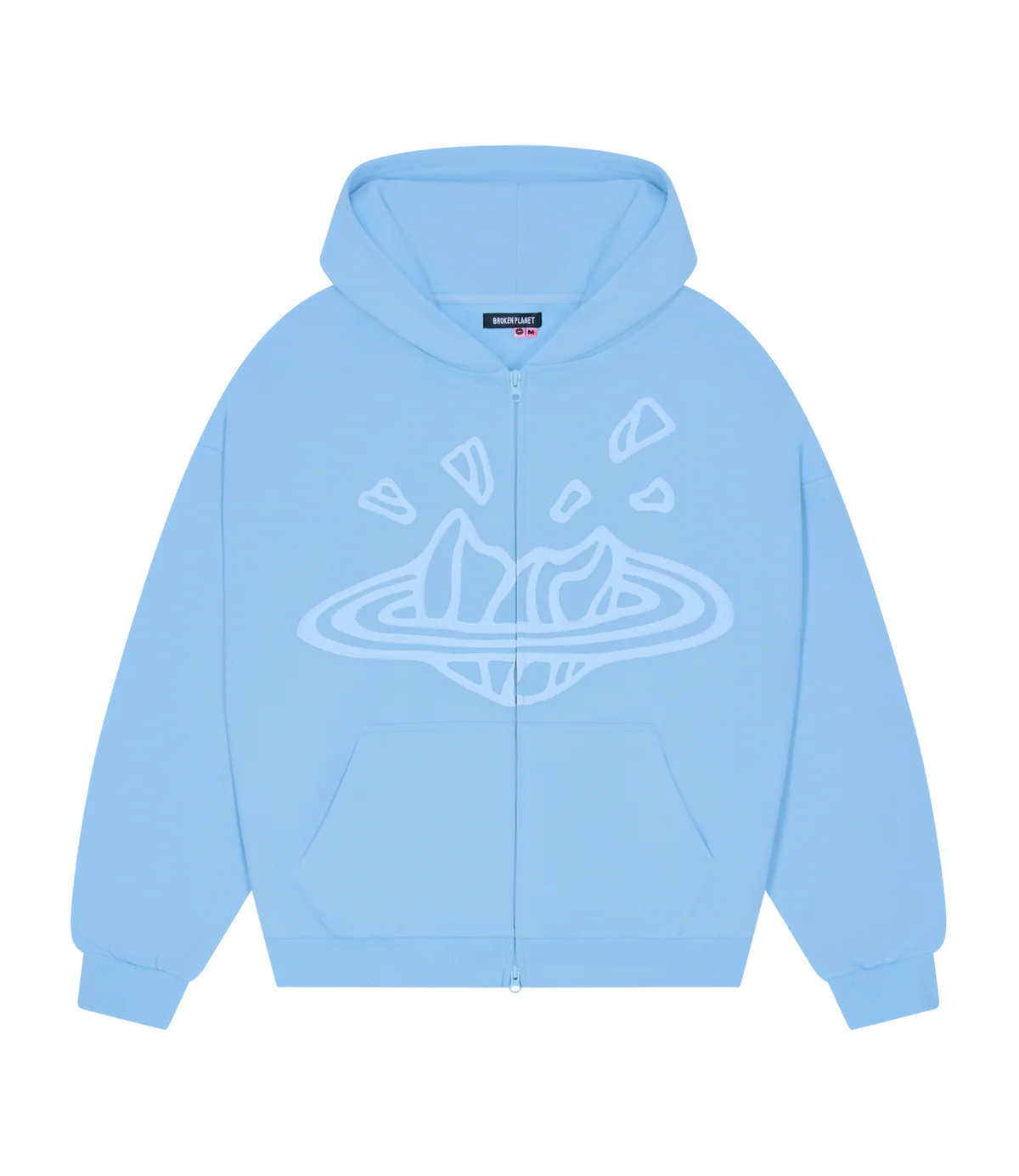 BROKEN PLANET ZIP UP HOODIE SKY BLUE