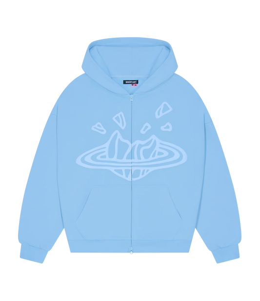 BROKEN PLANET ZIP UP HOODIE SKY BLUE