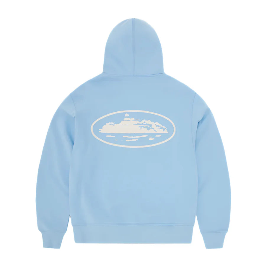 Corteiz Island Puff Print Zip Hoodie Blue