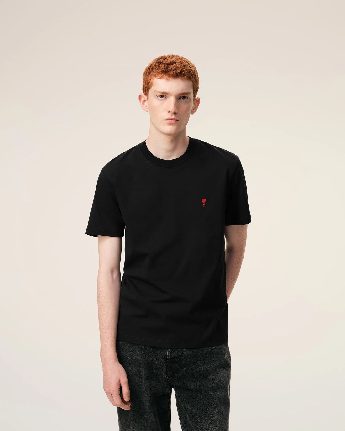 AMI Paris Embroidered Tee Black