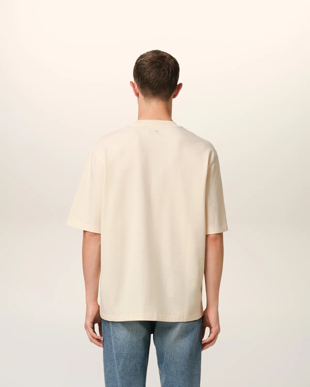 AMI Paris Patch Tee Cream Red