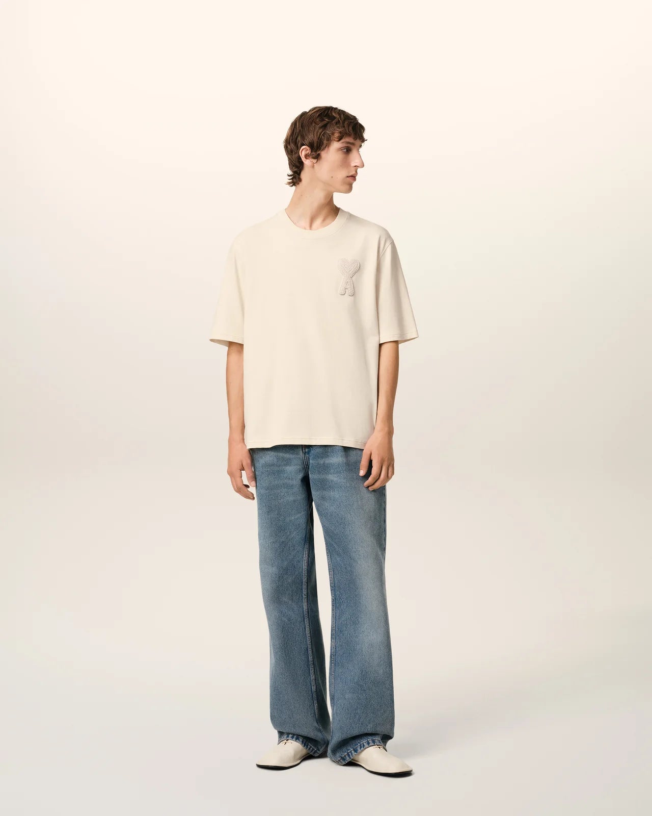 AMI Paris Patch Tee Cream
