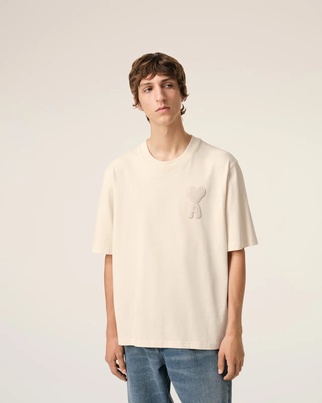 AMI Paris Patch Tee Cream