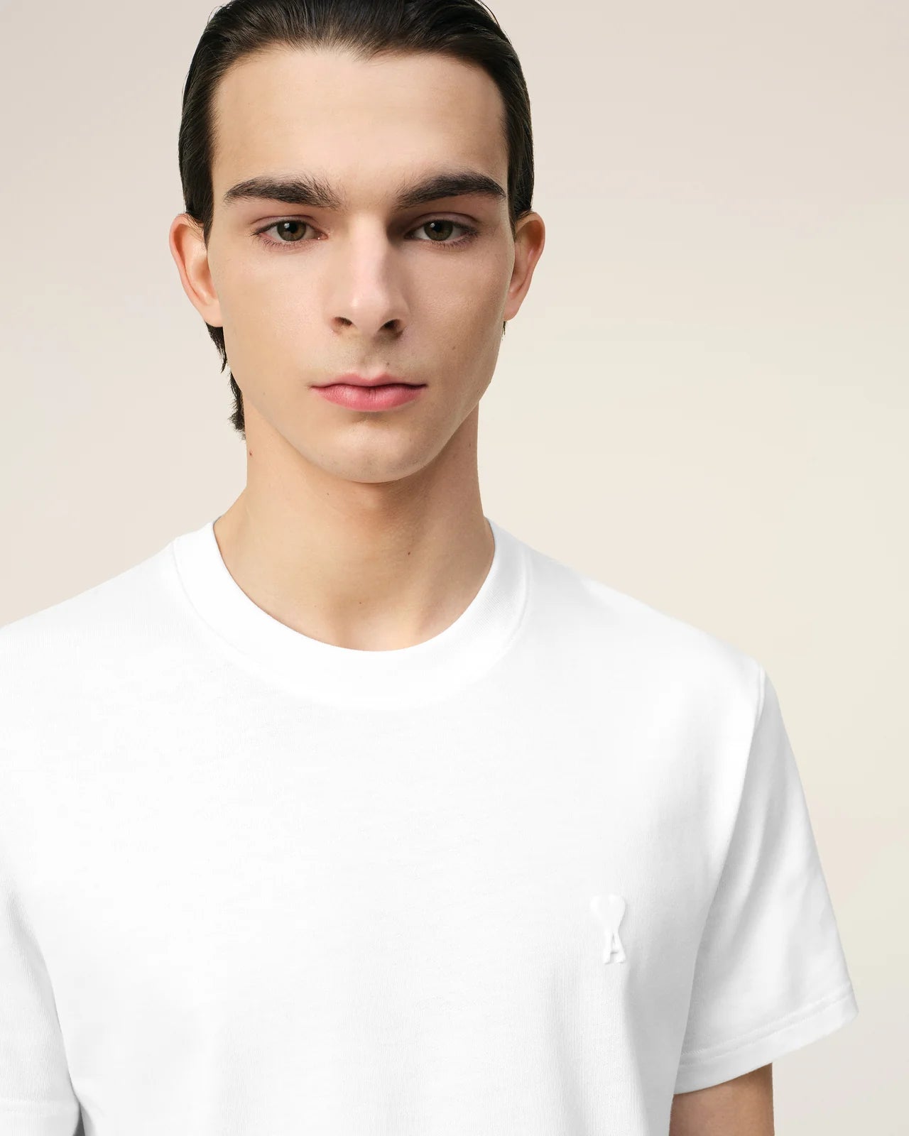 AMI Paris Embossed Tee Off White