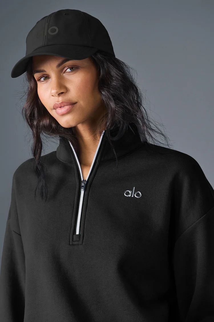 Alo Yoga Accolade Quarter Zip Pullover Black