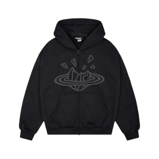 BROKEN PLANET ZIP UP HOODIE MIDNIGHT BLACK