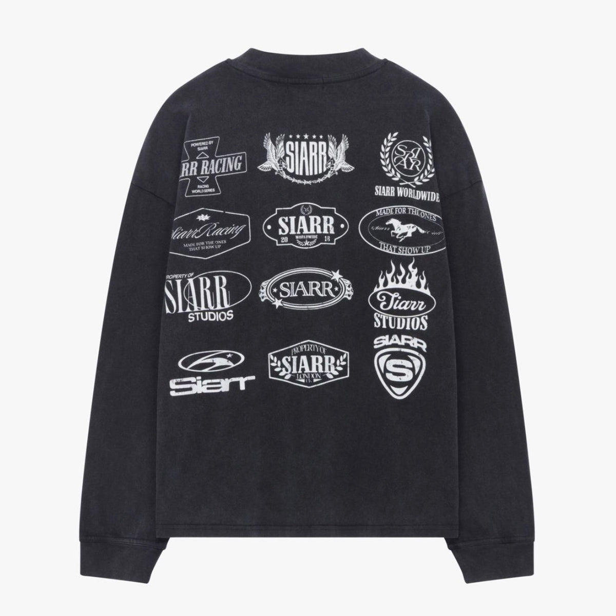 Siarr Multi Logo Longsleeve Tee Washed Black