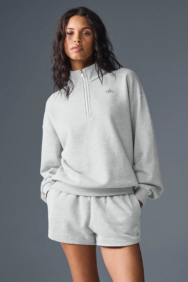 Alo Yoga Accolade Quarter Zip Pullover Grey