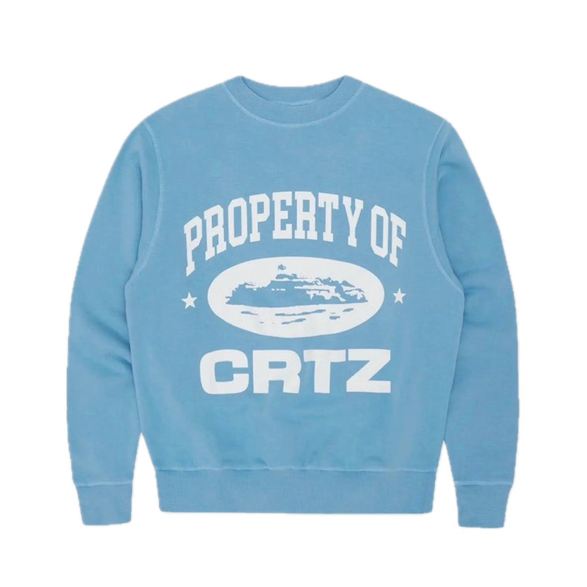 CORTEIZ PROPERTY OF CRTZ CREWNECK BABY BLUE/WHITE