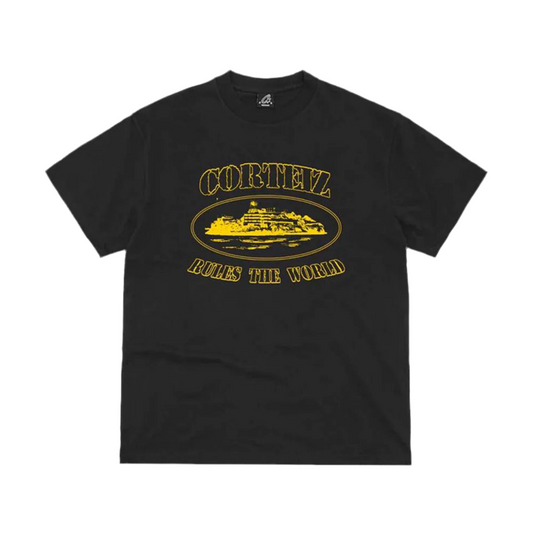 CORTEIZ ALCATRAZ TEE BLACK YELLOW (NEW BLANK)