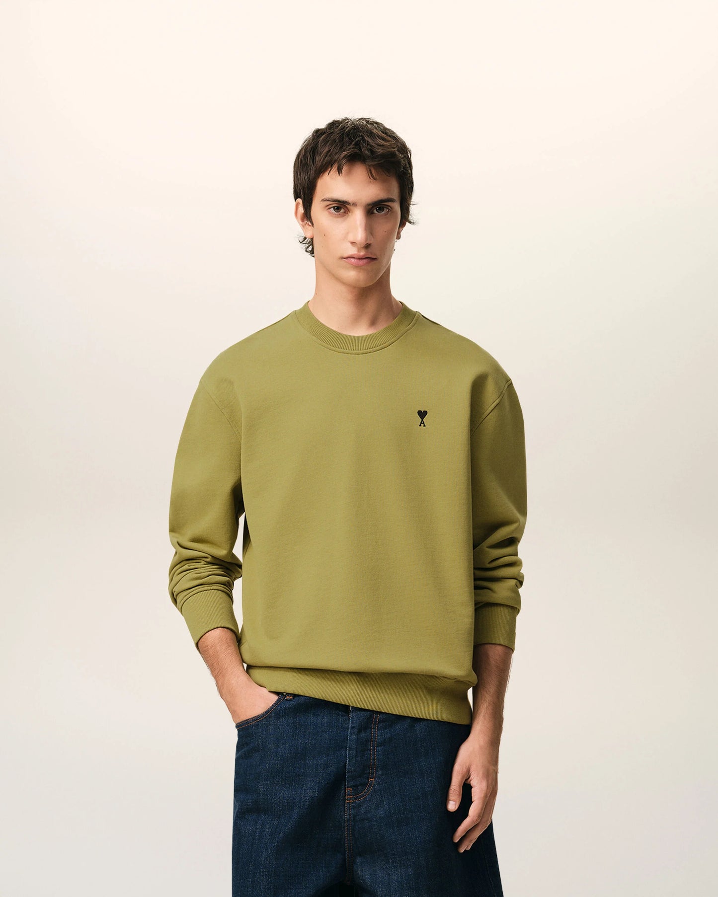 AMI Paris Embroidered Sweatshirt Olive Green