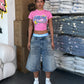 BROKEN PLANET STARGIRL GRAFITTI CROPPED TEE PINK