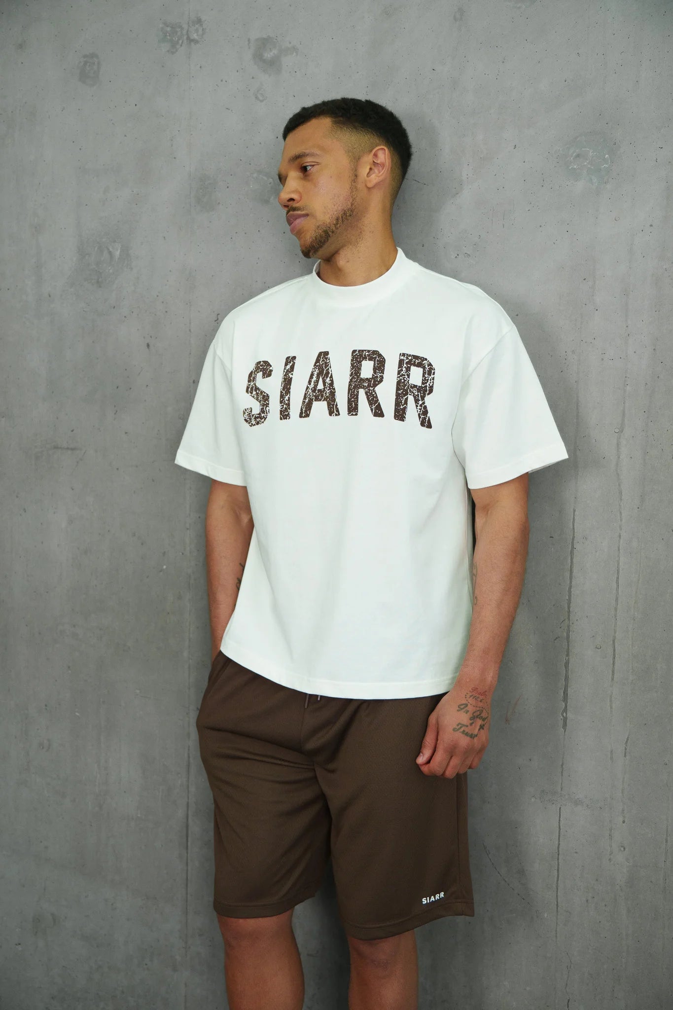 Siarr Scribble Tee White Brown