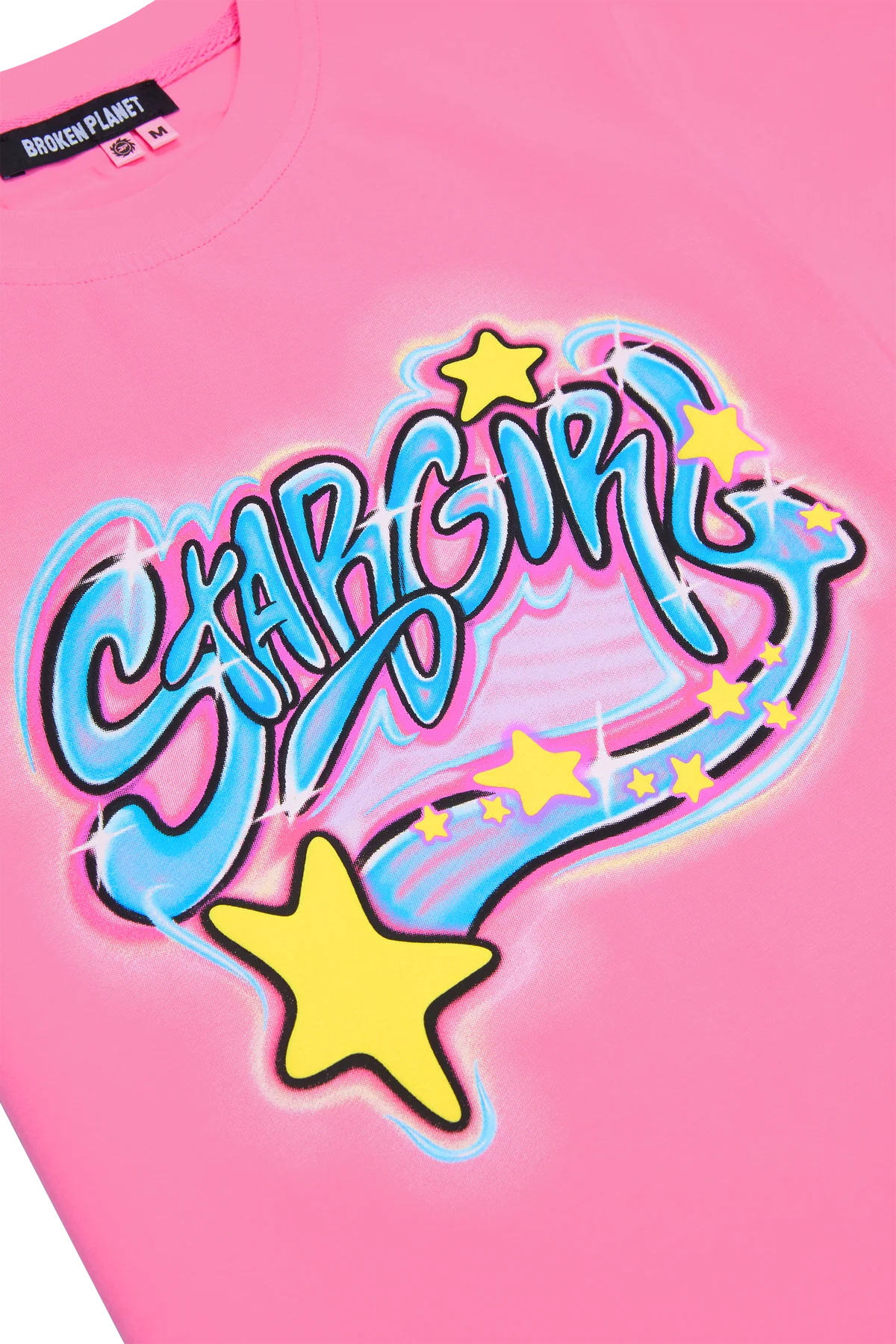 BROKEN PLANET STARGIRL GRAFITTI CROPPED TEE PINK