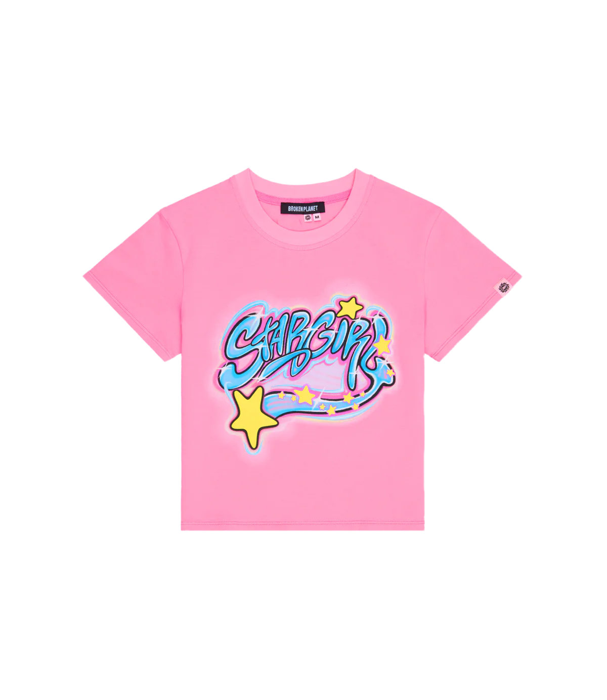 BROKEN PLANET STARGIRL GRAFITTI CROPPED TEE PINK