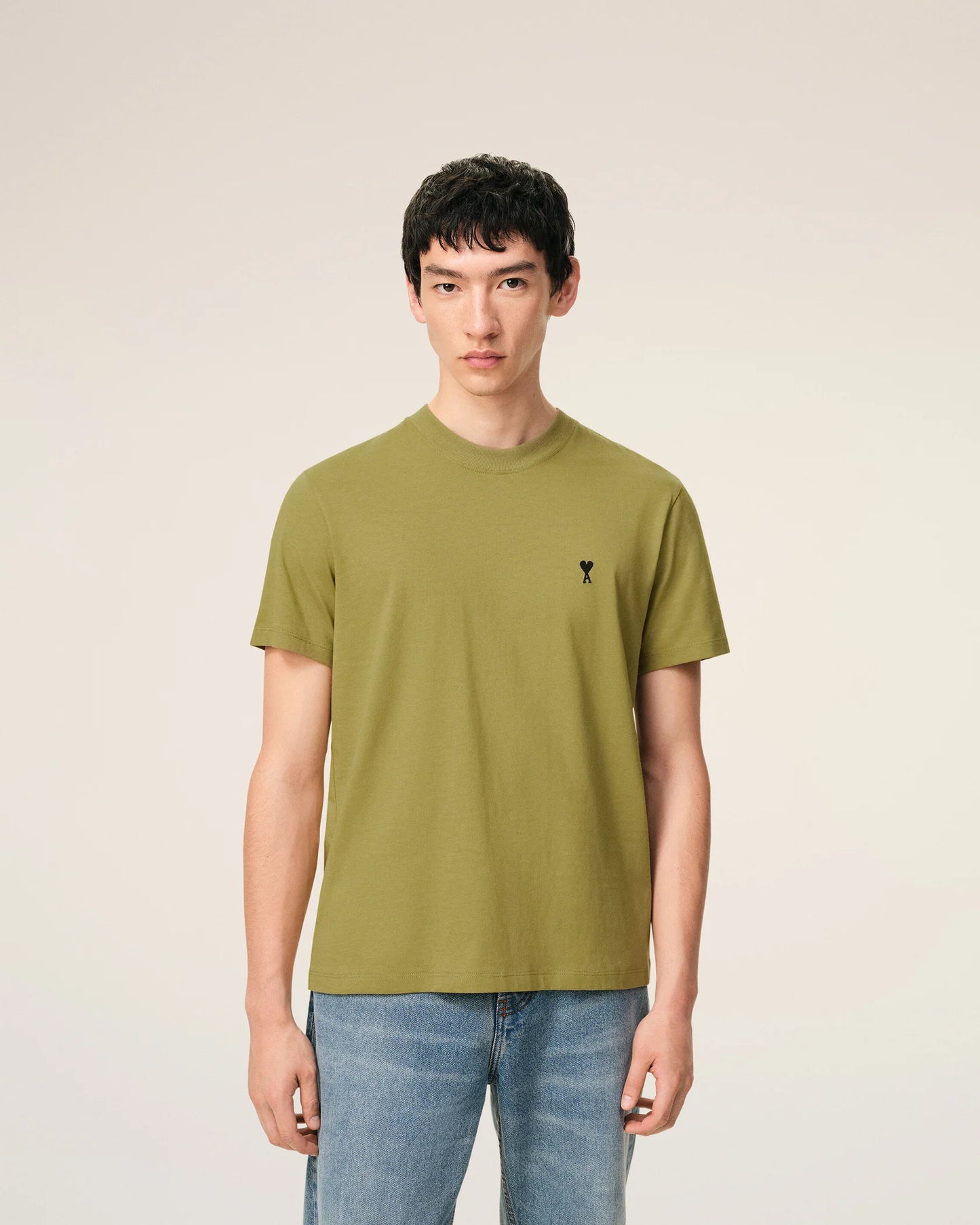 AMI Paris Embroidered Tee Olive Green