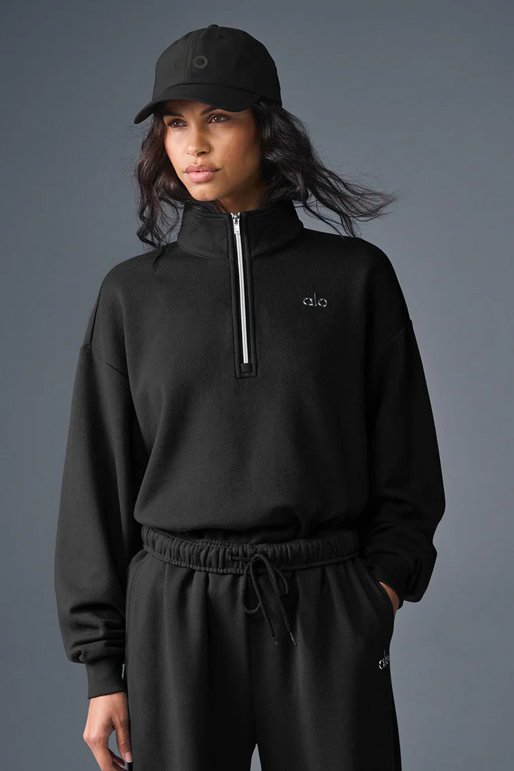 Alo Yoga Accolade Quarter Zip Pullover Black