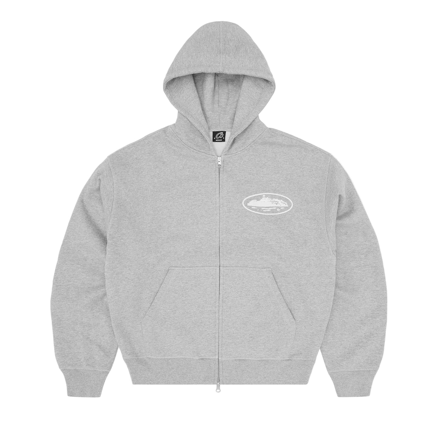 Corteiz Island Puff Print Zip Hoodie Grey