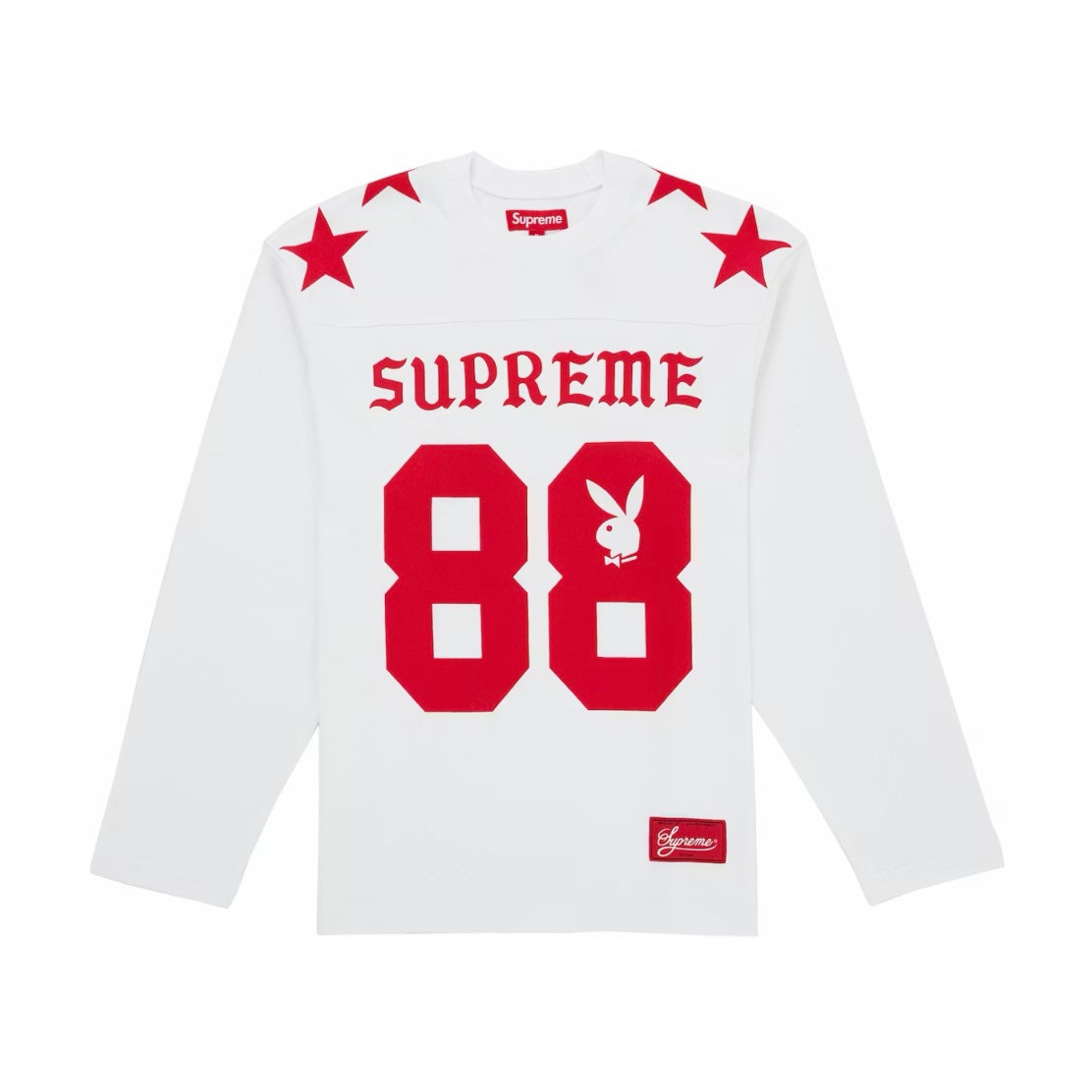 SUPREME PLAYBOY LONG SLEEVE JERSEY TEE WHITE (SS26)