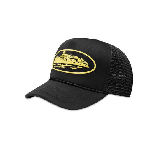 CORTEIZ ALCATRAZ TRUCKER CAP ‘BLACK YELLOW’