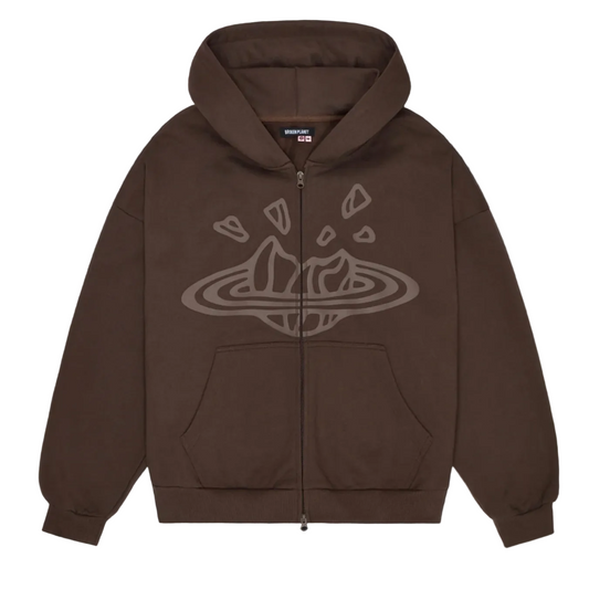 BROKEN PLANET ZIP UP HOODIE BROWN