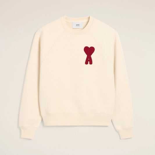 AMI Paris Patch Sweatshirt Cream Red