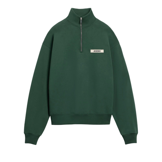Jacquemus Gros Grain Quarter Zip Sweatshirt Green