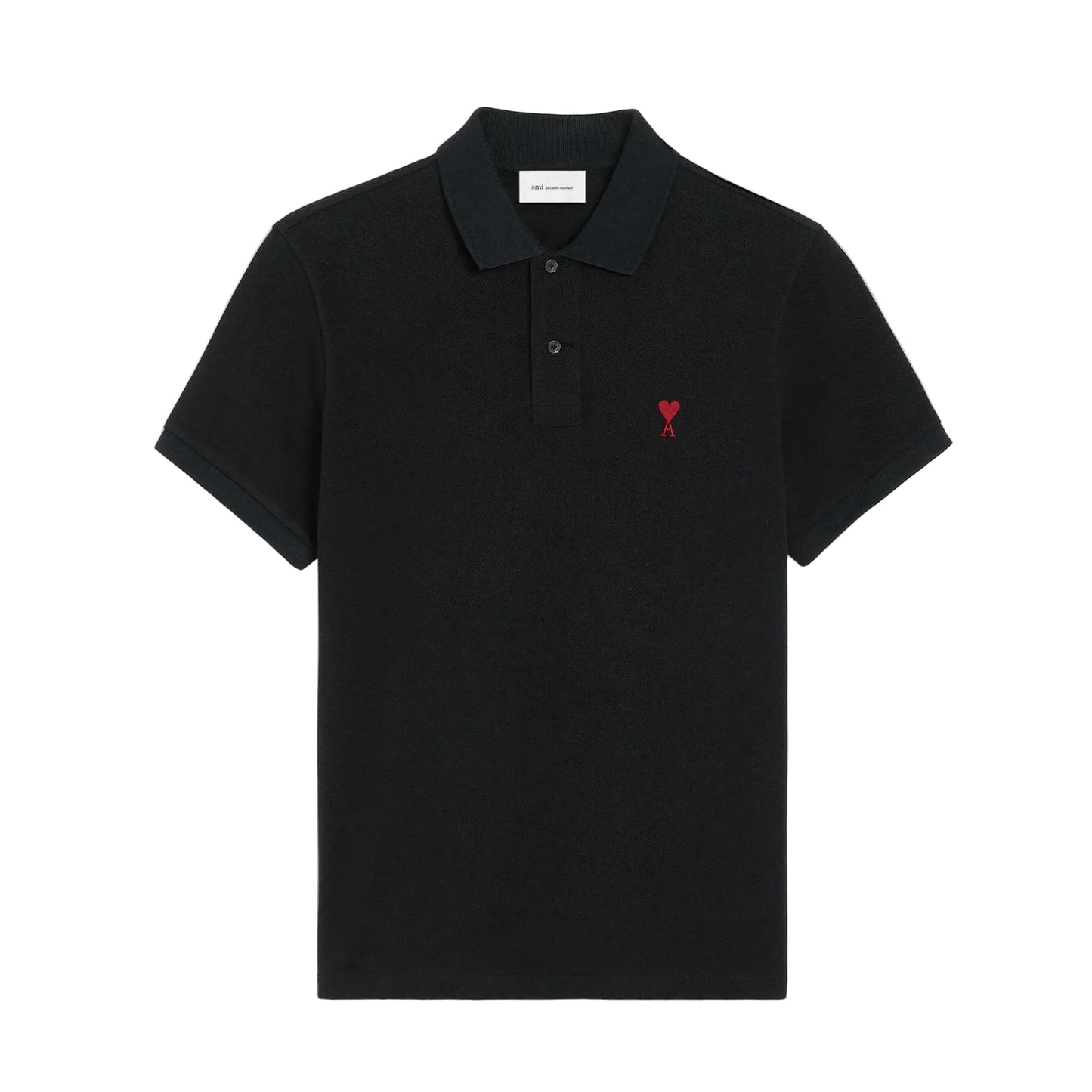 AMI Paris Embroidered Polo Shirt Black