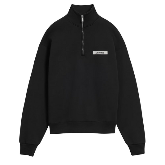 Jacquemus Gros Grain Quarter Zip Sweatshirt Black