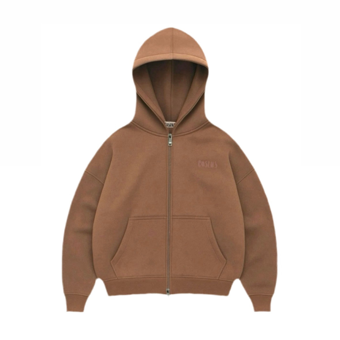 Coszus Embroidered Zip Hoodie Brown