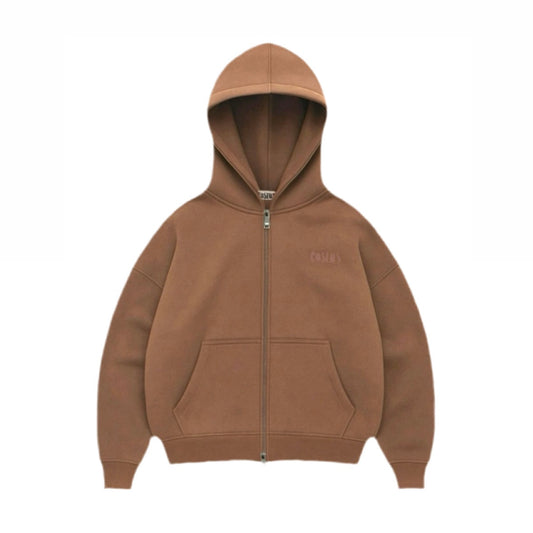 Coszus Embroidered Zip Hoodie Brown