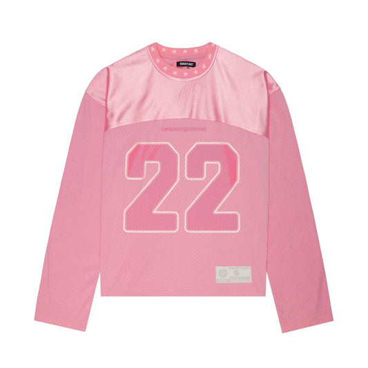 BROKEN PLANET LONG SLEEVE FOOTBALL JERSEY PINK