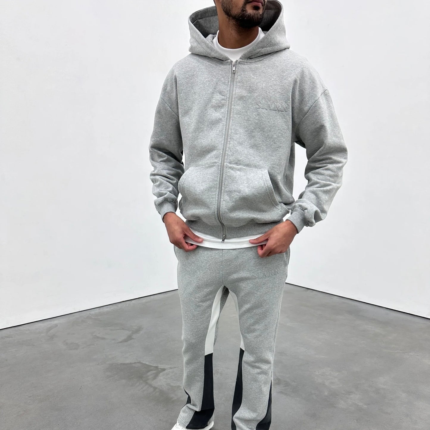 Siarr Puff Zip Hoodie Light Grey