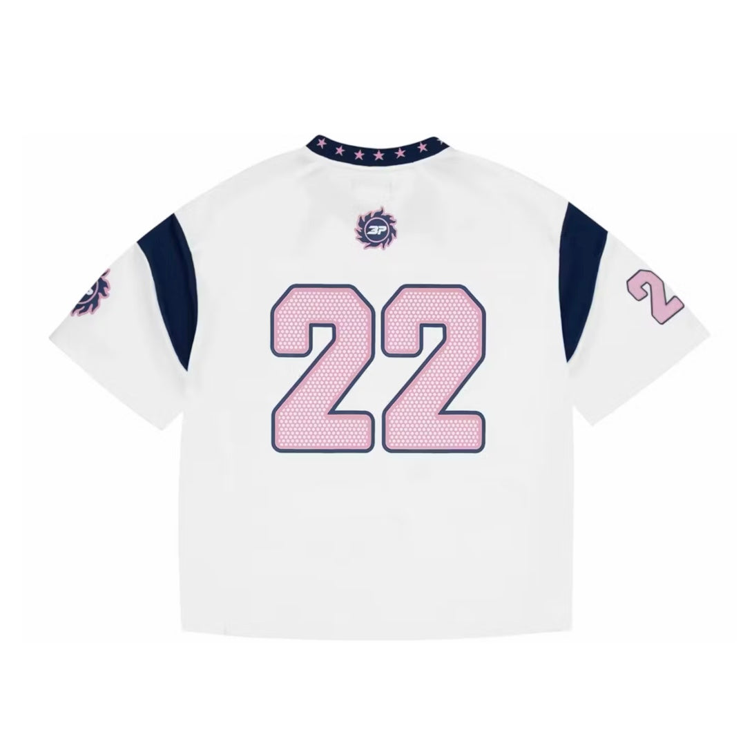 BROKEN PLANET FOOTBALL JERSEY WHITE PINK NAVY