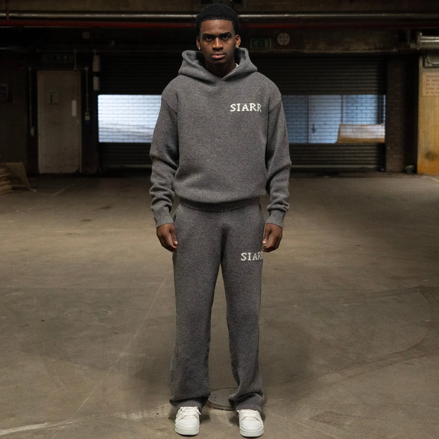 Siarr Knit Hoodie Charcoal