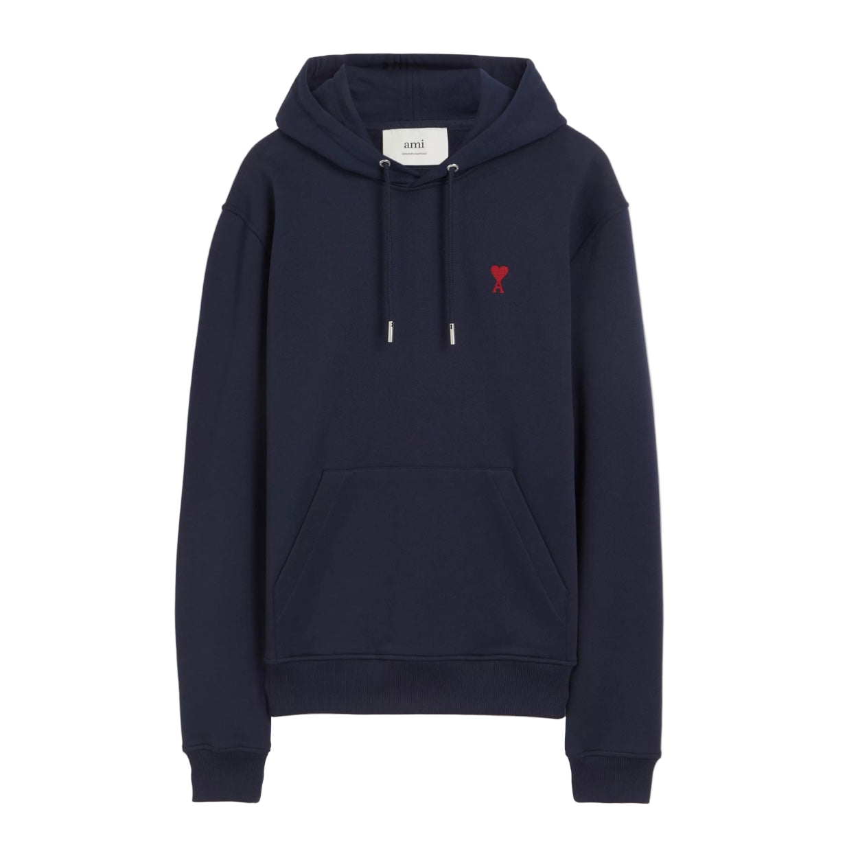 AMI Paris Embroidered Hoodie Navy