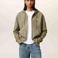 AMI Paris Embroidered Zip Up Hoodie Olive Green