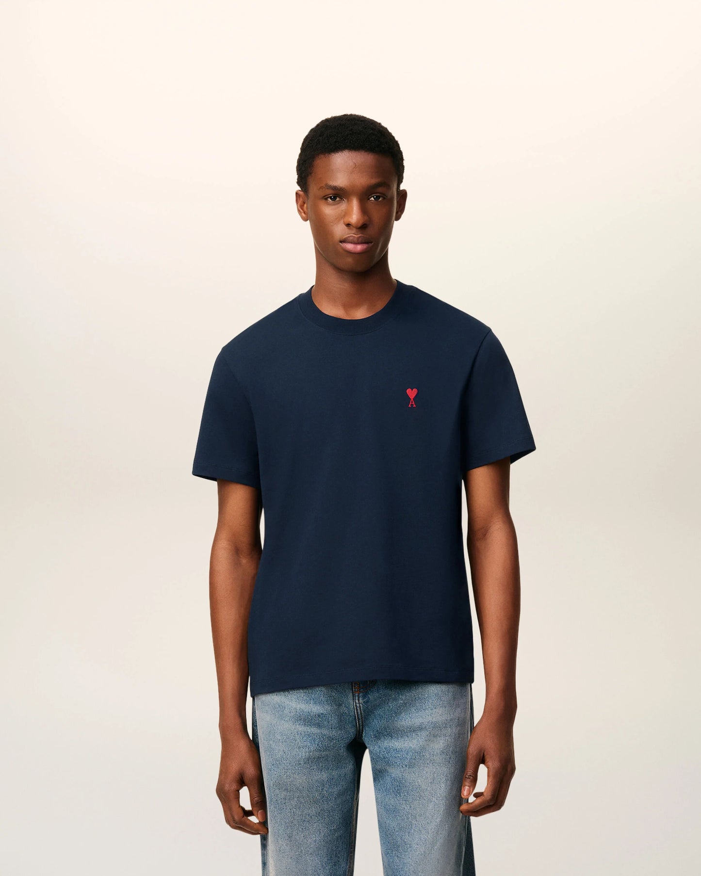 AMI Paris Embroidered Tee Navy
