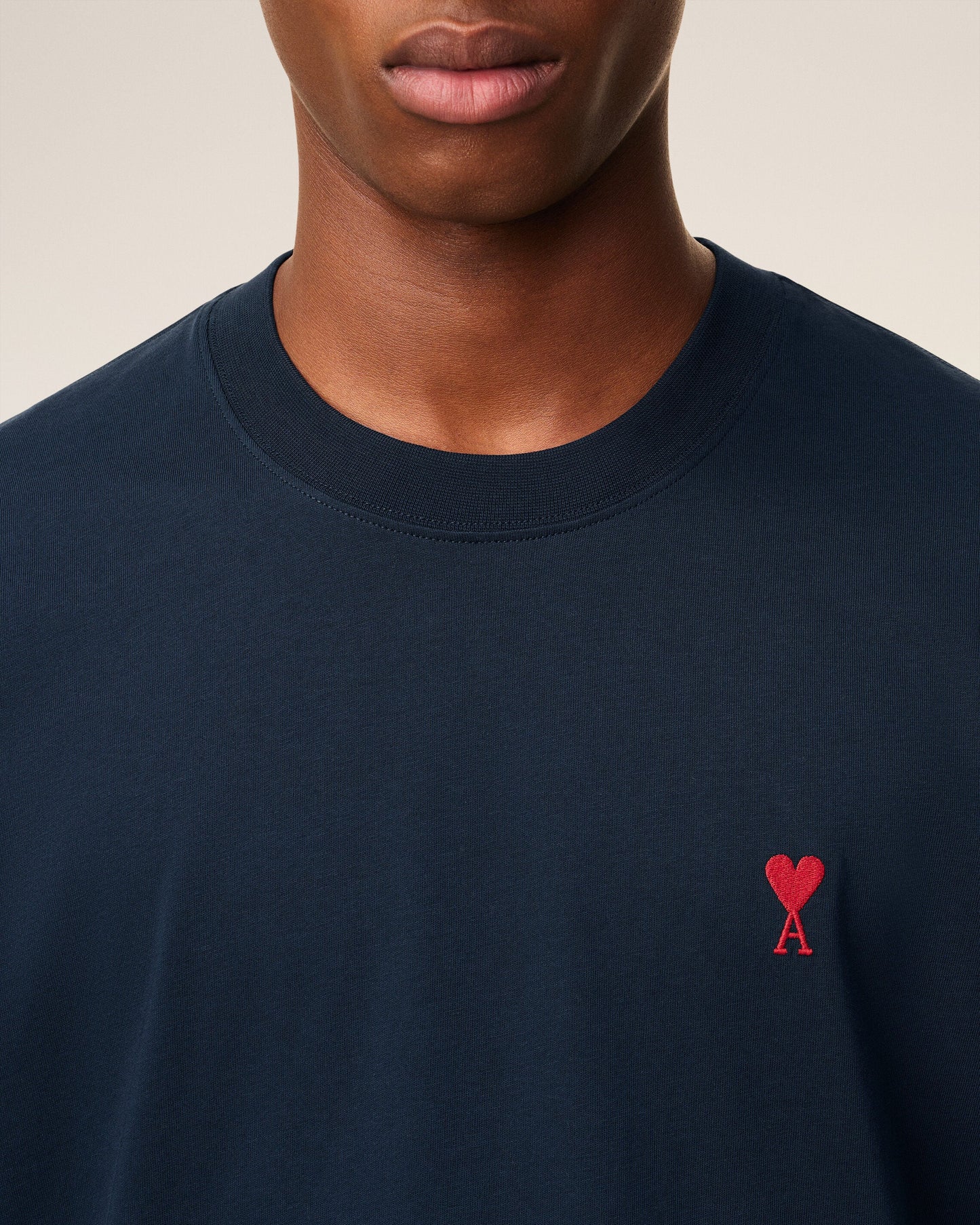 AMI Paris Embroidered Tee Navy
