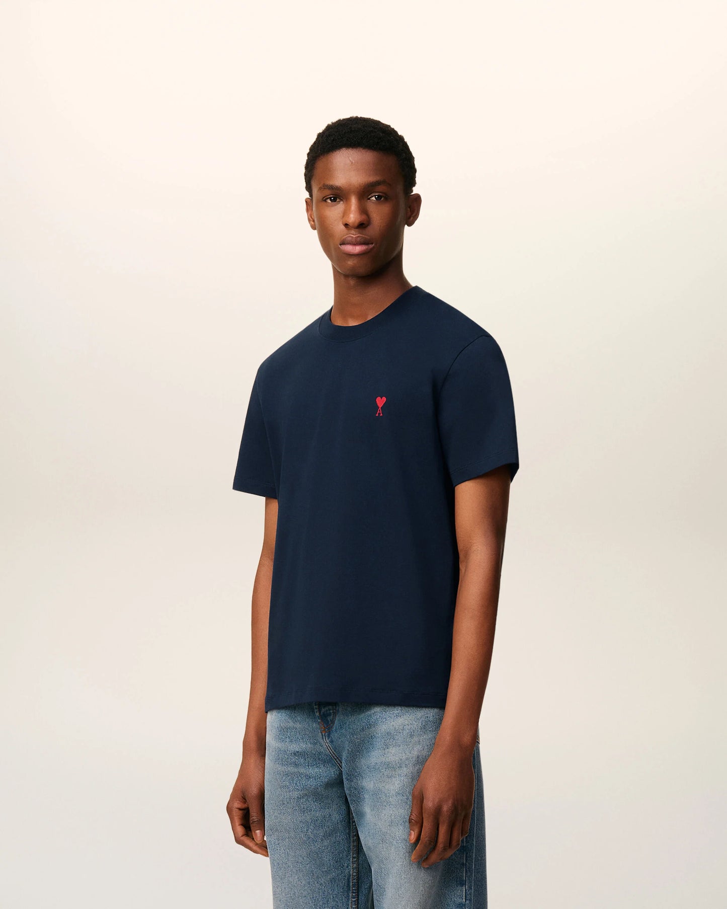 AMI Paris Embroidered Tee Navy